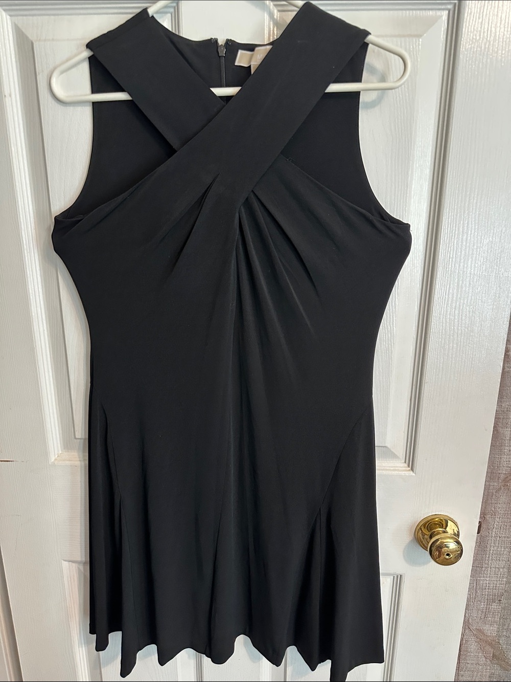 MICHAEL Michael Kors Black Cross-Over Neck Mini Dress